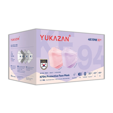Yukazan KF94 Protective Face Mask 4 Play 50's (Lavender,Peach Pink)