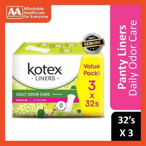 Kotex Fresh Pantyliners Regular Scent Daun Sirih (32's X3)