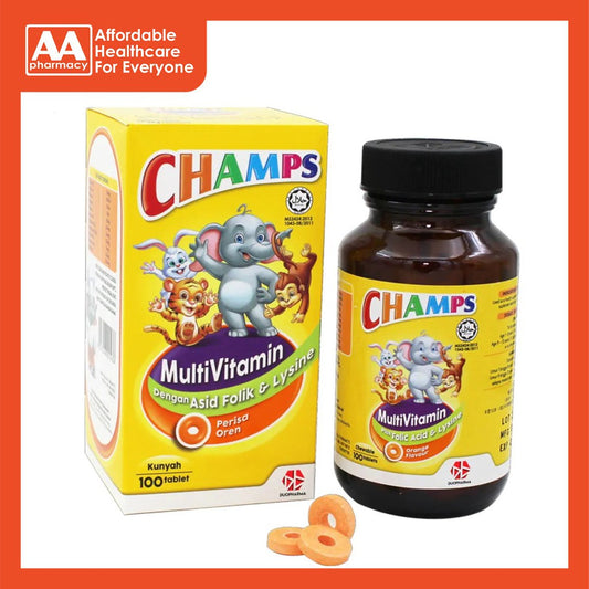 Champs Multivitamins Plus Lysine & Folic Acid Tablet 100's (Orange)