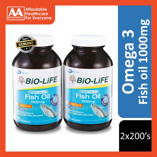 Bio-Life Omega-3 Fish Oil 1000mg Capsule (2X200's)