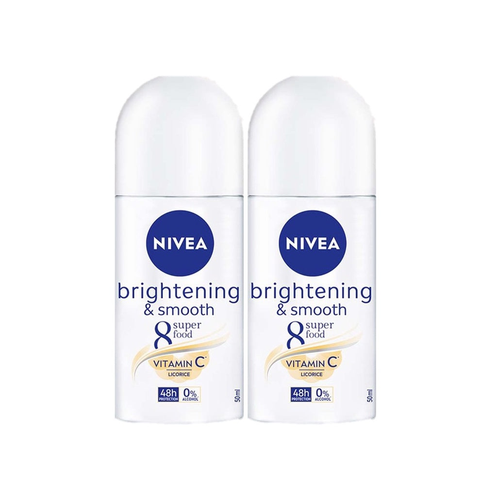 Nivea Female Roll On Deodorant Brightening & Smooth Twin Pack (2X50mL)