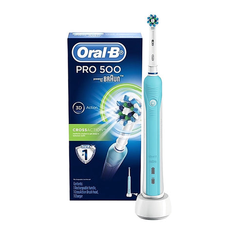 [1 Year Warranty] Oral-B Pro 500 Cross Action Electric Toothbrush (1pcs)