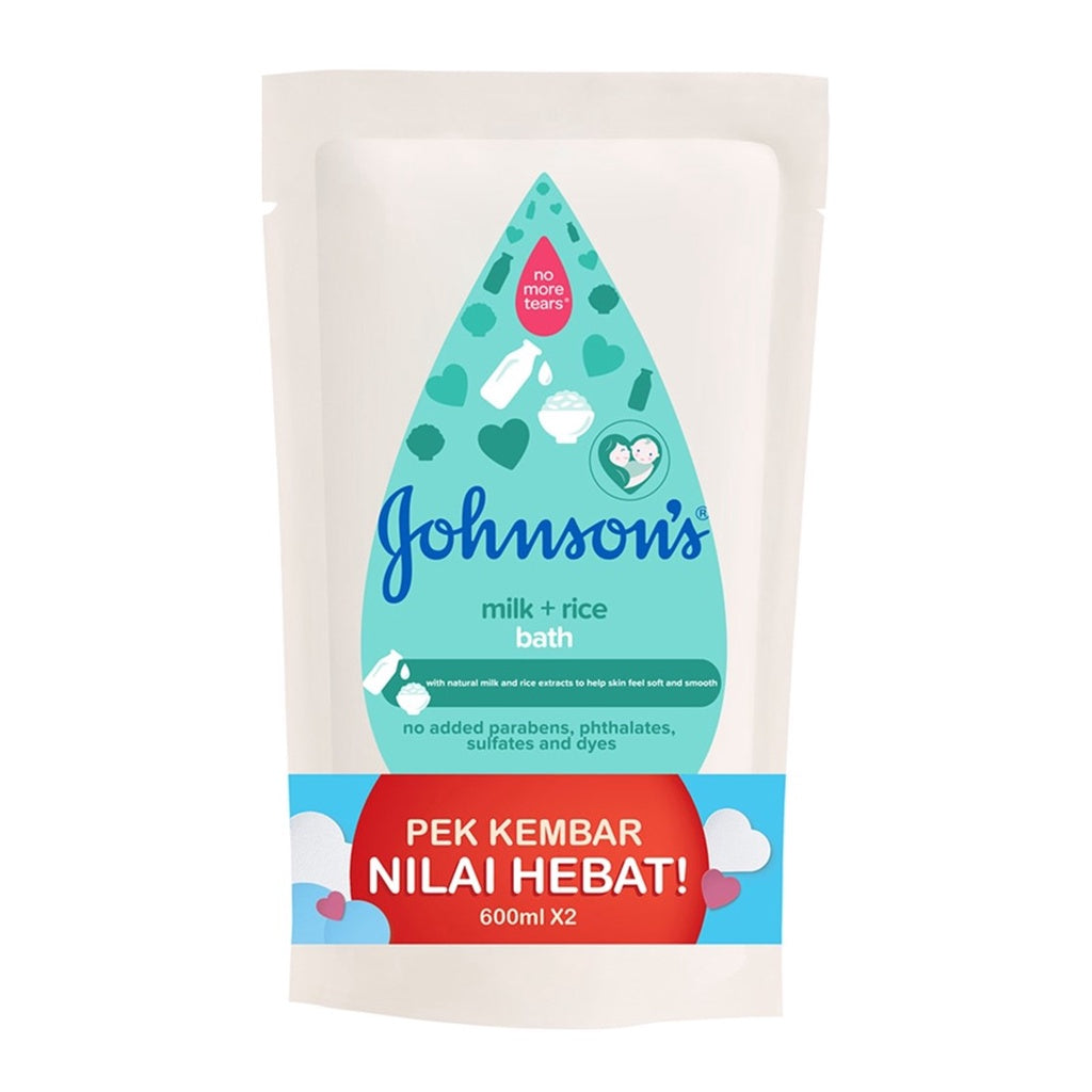 Johnson's Baby Milk + Rice Bath Body Wash (Refill) 600mLx2's [Twinpack]