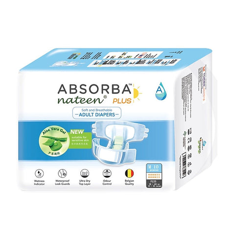 Absorba Nateen Plus Adult Diapers M Size 10's