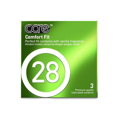 Care 28 Comfort Fit Premium Quality Lubricated Condoms 3's