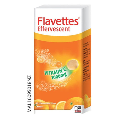 Flavettes Effervescent 1000mg Vit C Orange 30's