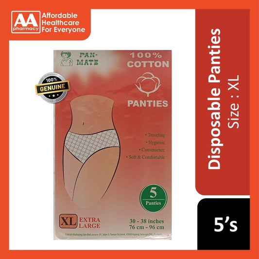 Pan-Mate 100% Cotton Disposable Panties (Size: M) 5's