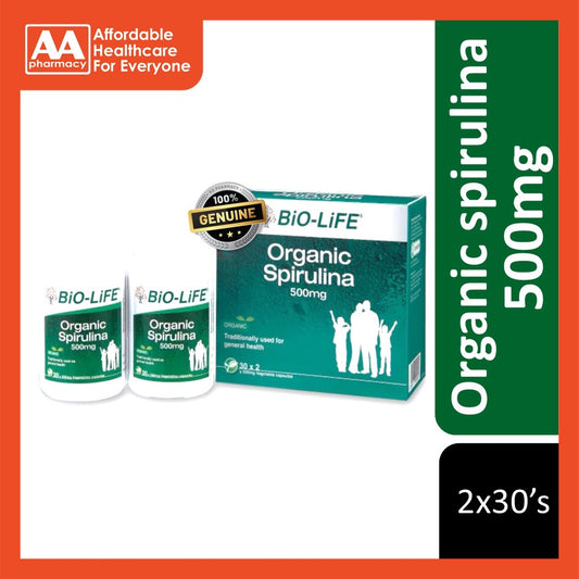 Bio-Life Organic Spirulina 500mg Vegicap 2x30's