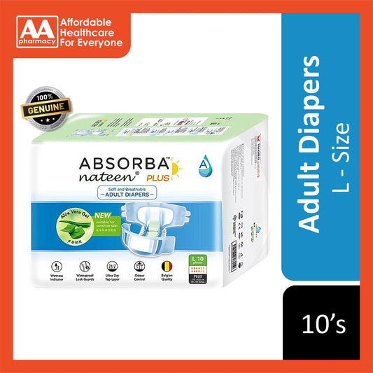 Absorba Nateen Plus Adult Diapers L Size 10's