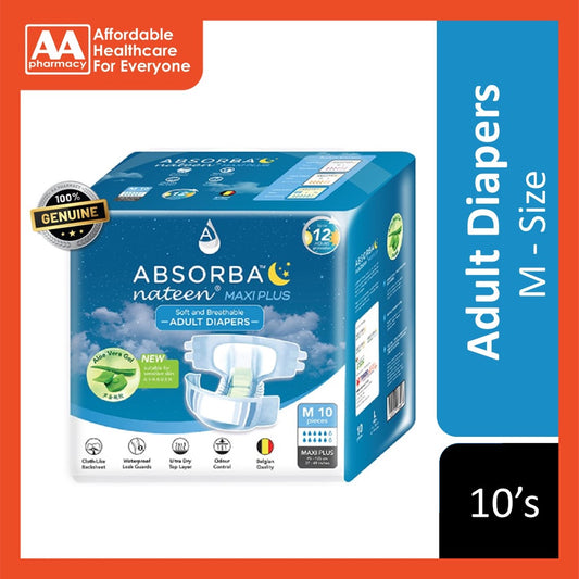 Absorba Nateen Maxi Plus Adult Diapers M Size 10's