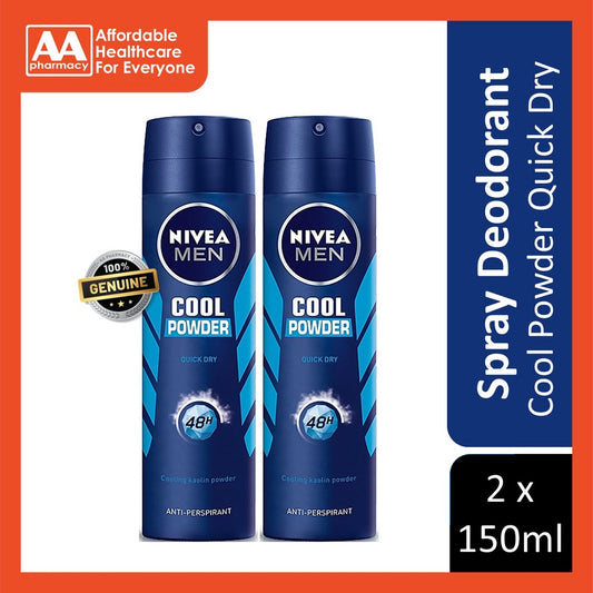 Nivea Spray Deodorant Male Cool Powder Twin Pack (2X150mL)