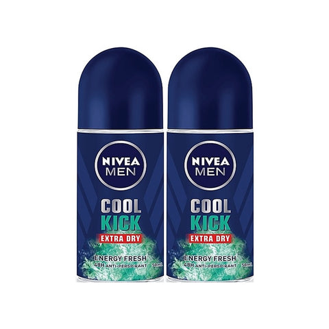 Nivea Roll On Deodorant Male Cool Kick Energy Fresh Twin Pack (2X50mL)