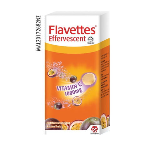 Flavettes Effervescent 1000mg Vit C Passion Fruit 30's