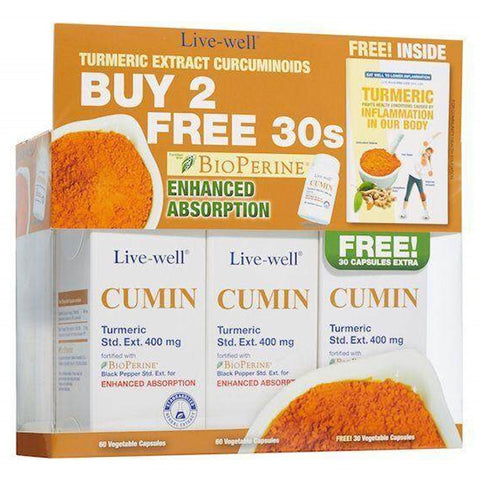 Live-Well Cumin Capsules 400mg (2X60's+30's)