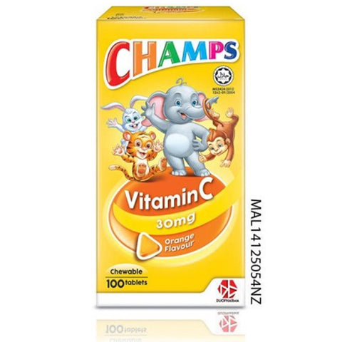 Champs Vitamin C 30mg Chewable Tablet 100's (Orange)