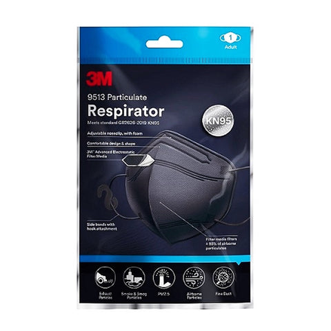 3M Particulate Respirator Face Mask KN95 (9513) - Black 1's