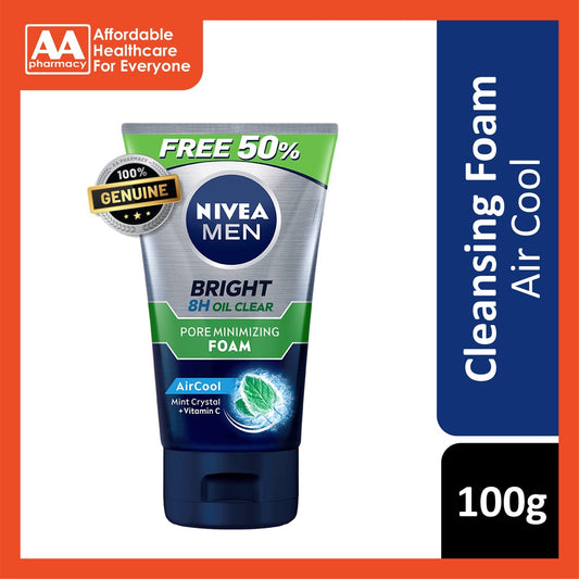 Nivea For Men Bright 8H Oil Clear Cleansing Foam - Aircool 100g