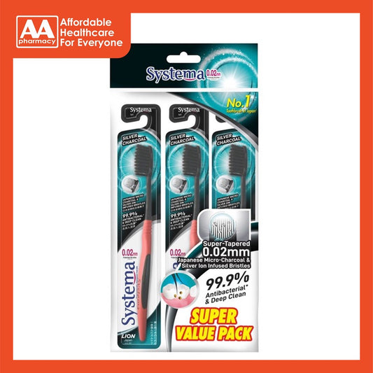 Systema Toothbrush Silver Charcoal 3 pcs (Value Pack)