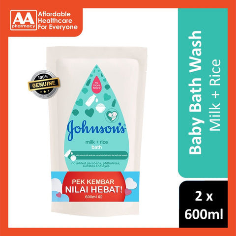 Johnsons Baby Milk & Rice Bath / Wash Refill Twinpack 2x600mL