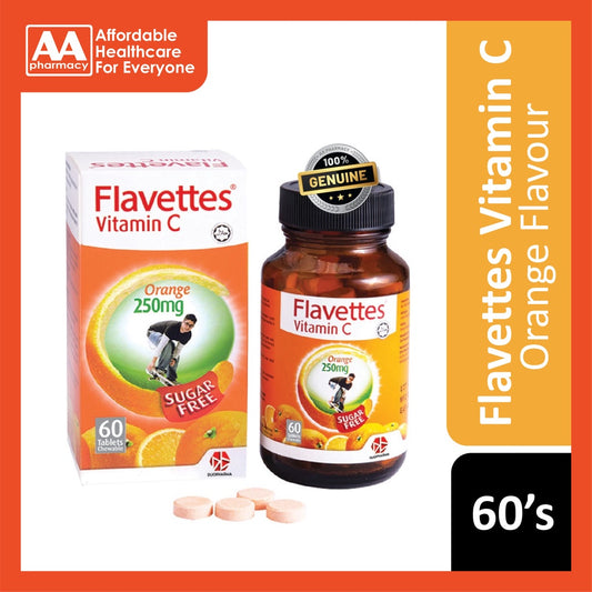 Flavettes Vitamin C 250mg Chewable Tablets 60's (Sugar-Free)