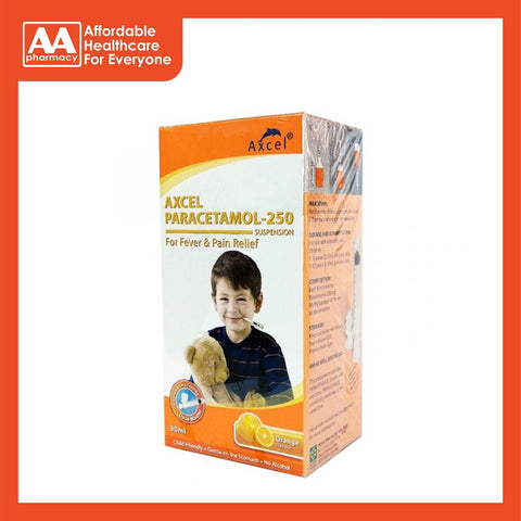Axcel Paracetamol-250mg Suspension (Orange Flavour) 90mL