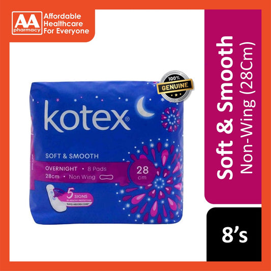 Kotex Soft N Smooth Overnight Non Wing 28cm 8's