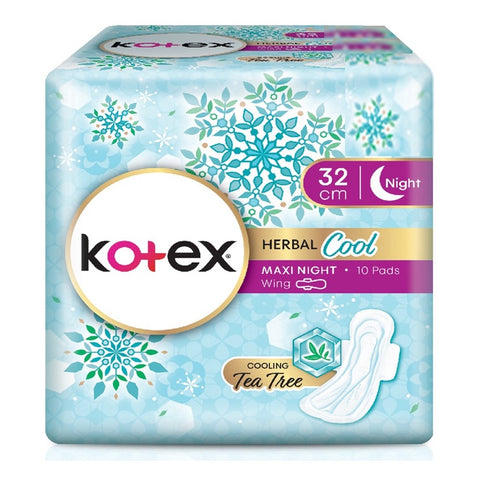Kotex Natural Care Overnight Wing 32cm Herbcool 10's