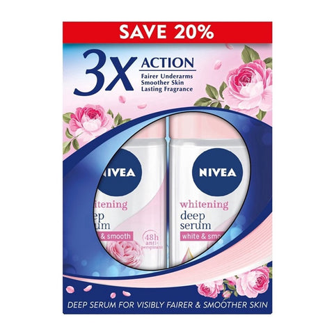 Nivea Roll-On Deodorant Extra Whitening Deep Serum Hokkaido Rose Twinpack (50mL X 2)