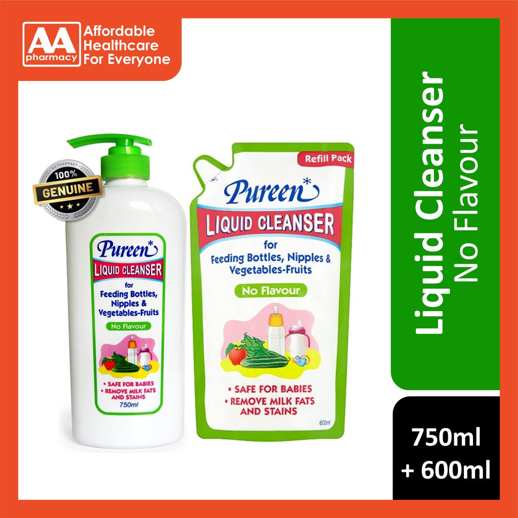 Pureen Liquid Cleanser Value Pack (Bottle + Refill) 750mL+600mL - No Flavour