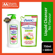 Pureen Liquid Cleanser Value Pack (Bottle + Refill) 750mL+600mL - No Flavour