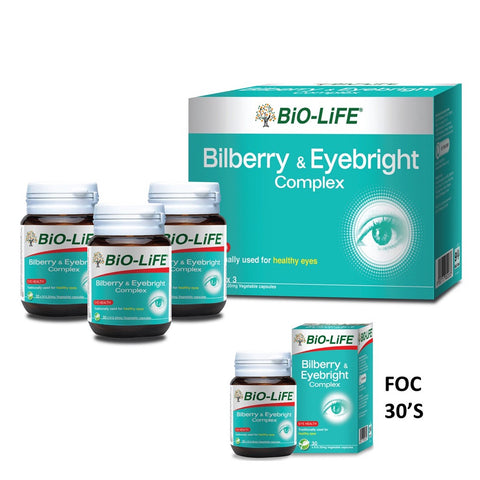 Bio-Life Bilberry & Eyebright Complex Capsule 3x30's FOC 30's