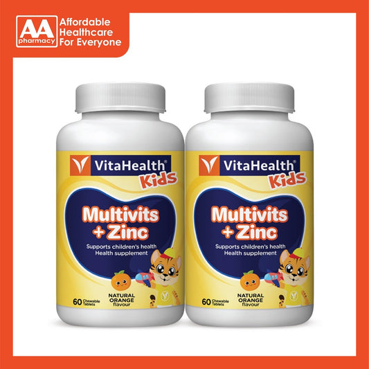 Vitahealth Kids Multivits + Zinc Chewable Tablet 2x60's (Orange)