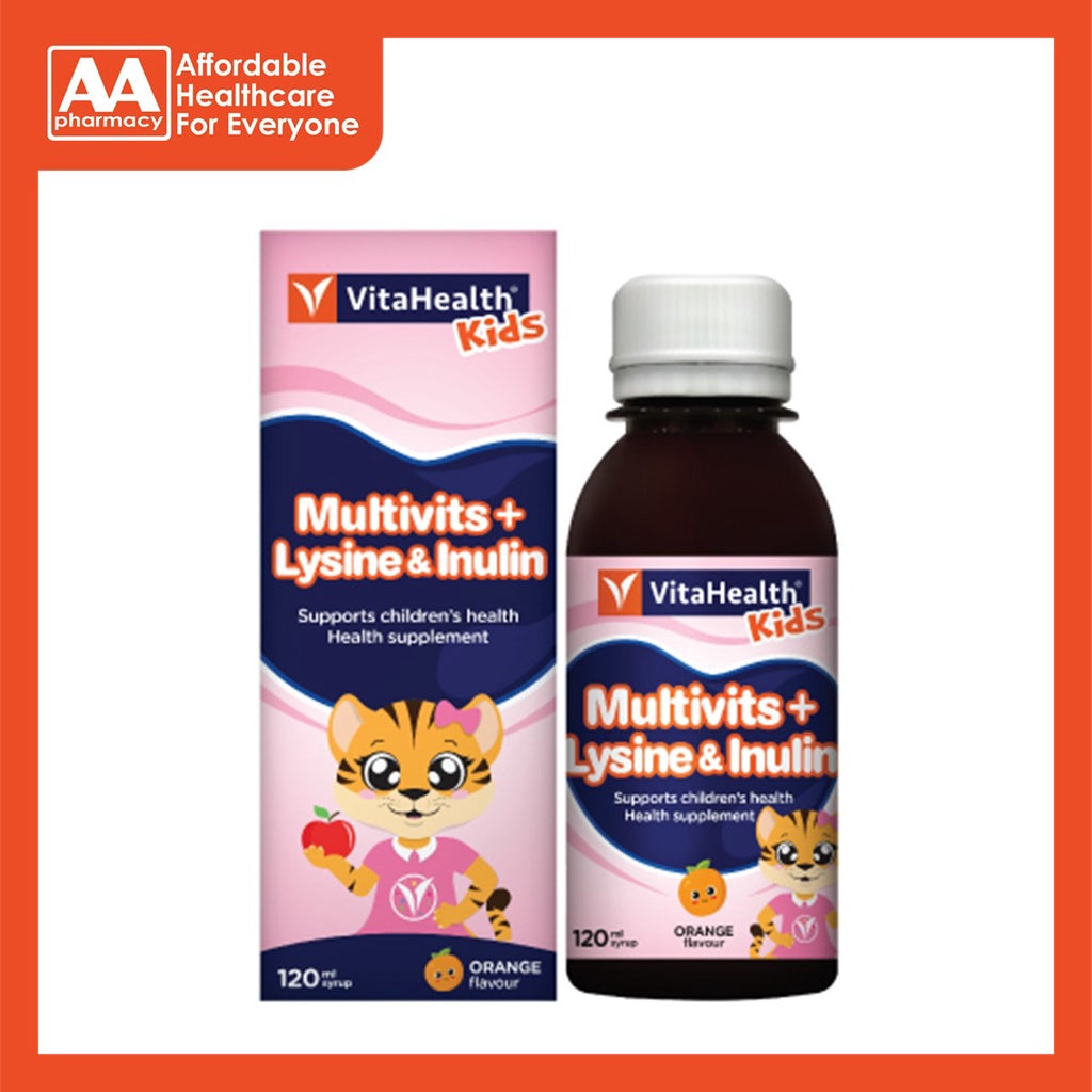 VitaHealth Kids Multivits Plus Lysine & Inulin Syrup (Orange Flavour ...