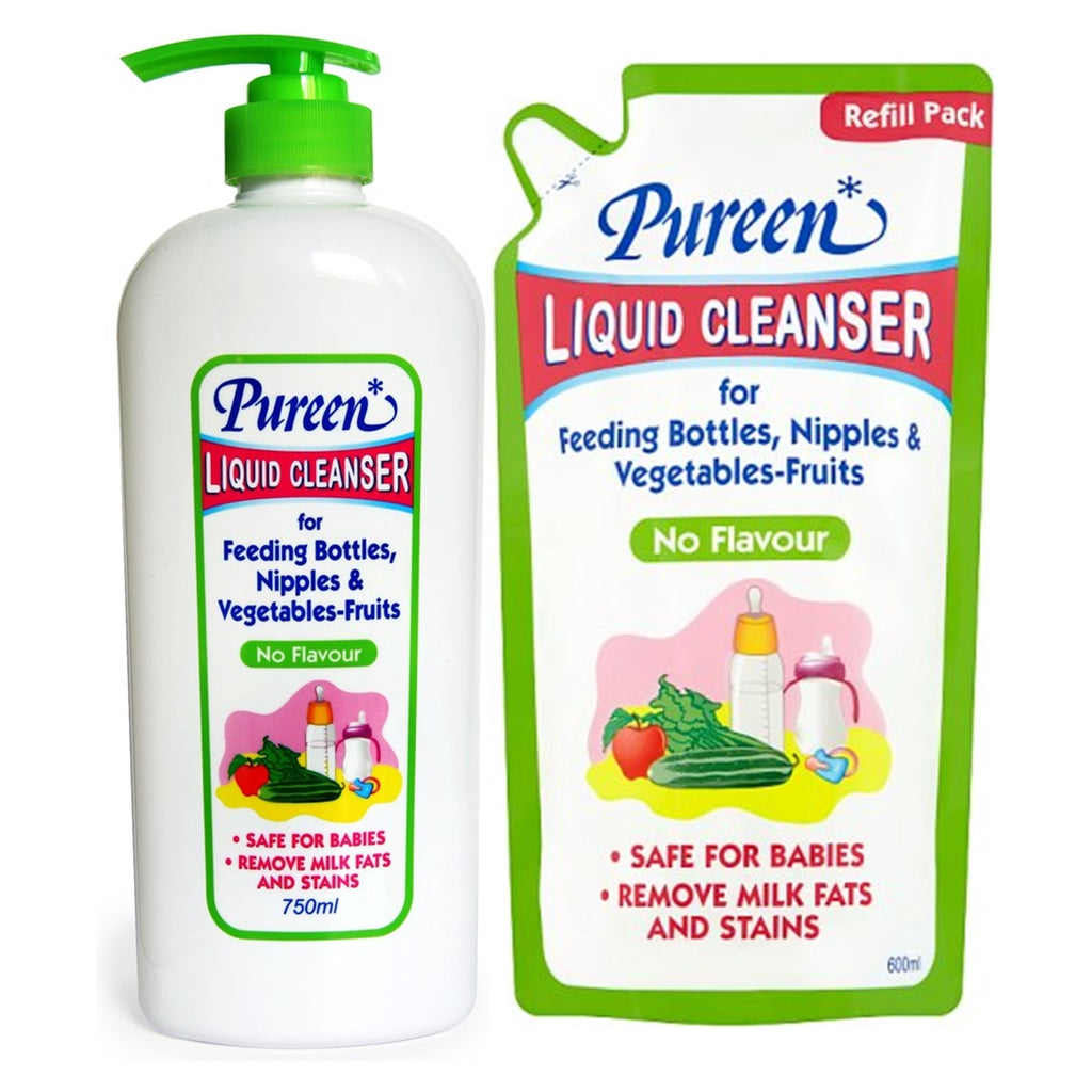 Pureen Liquid Cleanser Value Pack (Bottle + Refill) 750mL+600mL - No Flavour