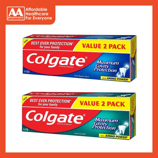 Colgate Maximum Cavity Protection Toothpaste Twinpack 2x225g (Regular Flavour/Freshmint Flavour)