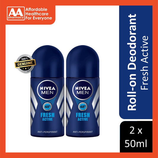 Nivea Roll On Deodorant Male Fresh Active Twin Pack (2X50mL)