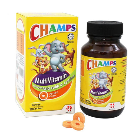 Champs Multivitamins Plus Lysine & Folic Acid Tablet 100's (Orange)
