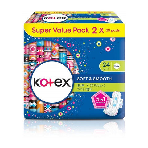 Kotex Soft N Smooth Slim Wing 24cm (20'sx2)