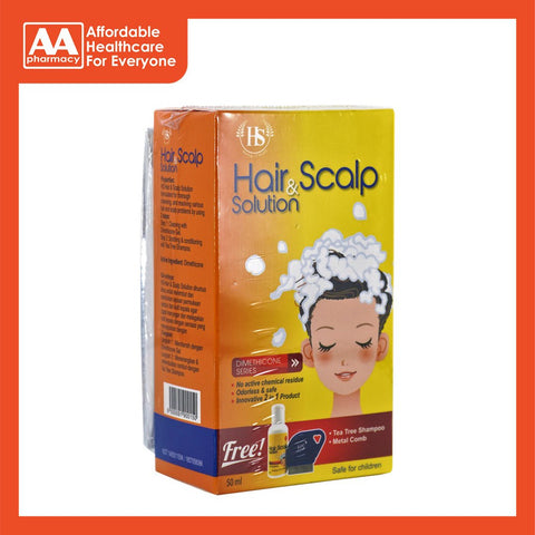 Hs Hair & Scalp Solution 50mL (With Tea Tree Shampoo & Metal Comb)