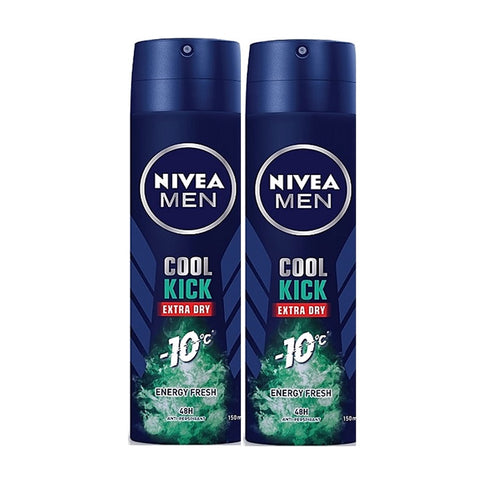 Nivea Spray Deodorant Male Cool Kick Energy Fresh Twin Pack (2X150mL)
