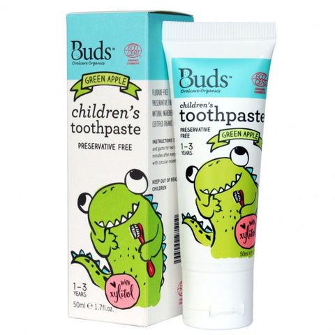 [CLEARANCE] [For 1-3 Years] [EXP:08/2024] Buds Children's Toothpaste With Xylitol- Green Apple (50mL)