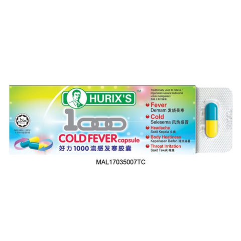Hurix's 1000 Cold Fever Capsule 6's (Strip)