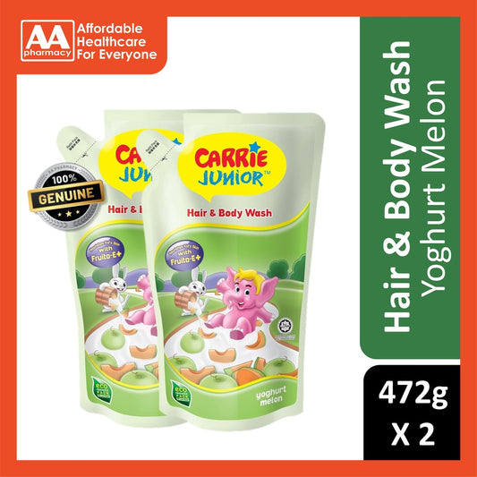 Carrie Junior Hair & Body Wash Pouch Melon Yoghurt 2x475g