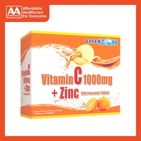 Efferzon Vitamin C 1000mg + Zinc (3 X 10) - Orange Flavour
