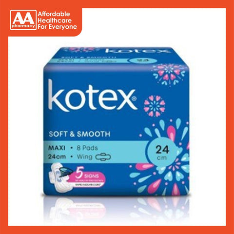 Kotex Soft N Smooth Maxi Wing 24cm 8's