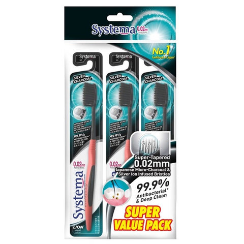 Systema Toothbrush Silver Charcoal 3 pcs (Value Pack)