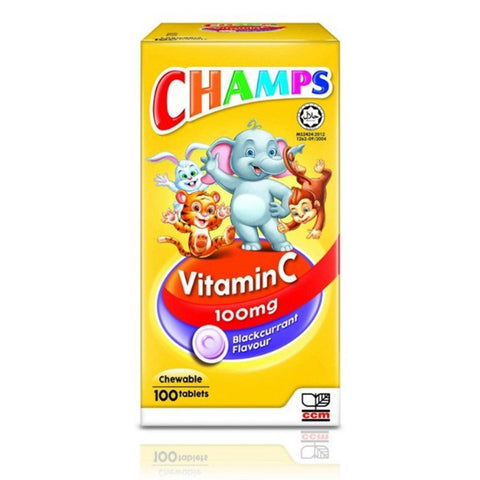 Champs Vitamin C 100mg Chewable Tablet 100's (Blackcurrant)