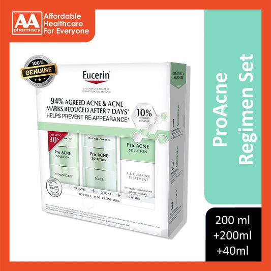 Eucerin Pro Acne Regimen Set (Cleansing Gel + Toner + Treatment)