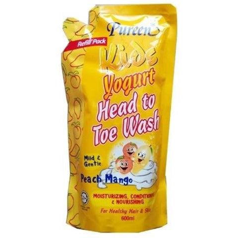 Pureen Kids Yogurt Head To Toe Wash (Natural) Refill Pack 600mL