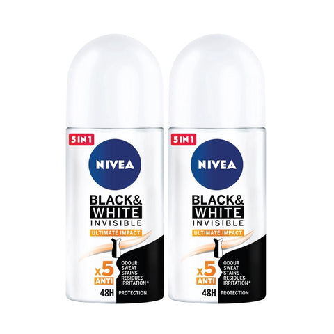 Nivea Women Invisible for Black & White Silky Smooth Roll-On Deodorant 50ml  6x